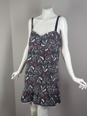 Emily The Strange Y2K Baby Doll Dress Skull Eyes Print Ruffle Hem Large